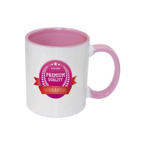 TAZAS BLANCAS INTERIOR Y ASA ROSADO 11ONZ