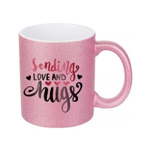 TAZA ROSA CON GLITTER